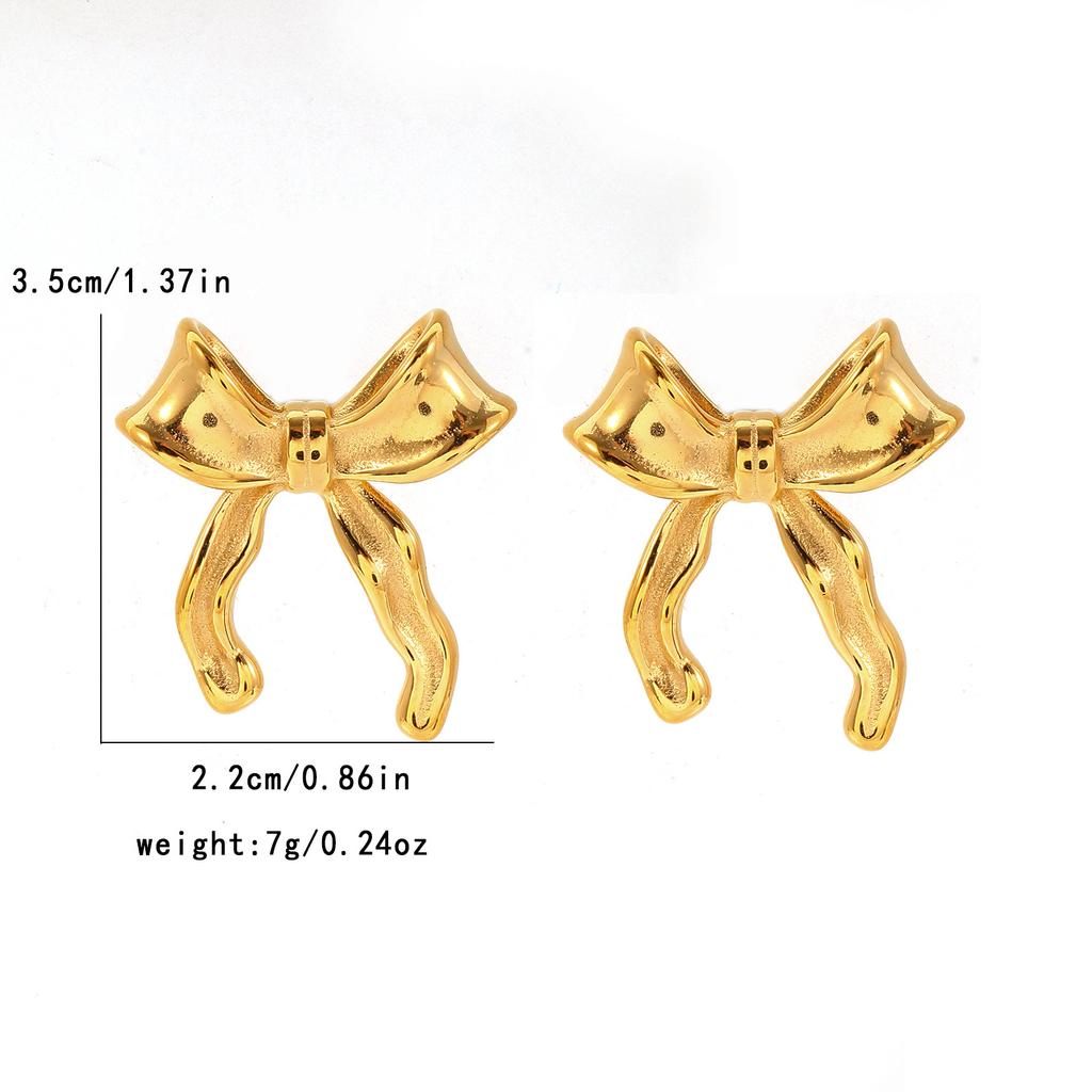 Exaggerated New Gold Gold Stud Earrings Women's Niche Temperament Bow Stud Earrings Light Luxury High-end Earrings