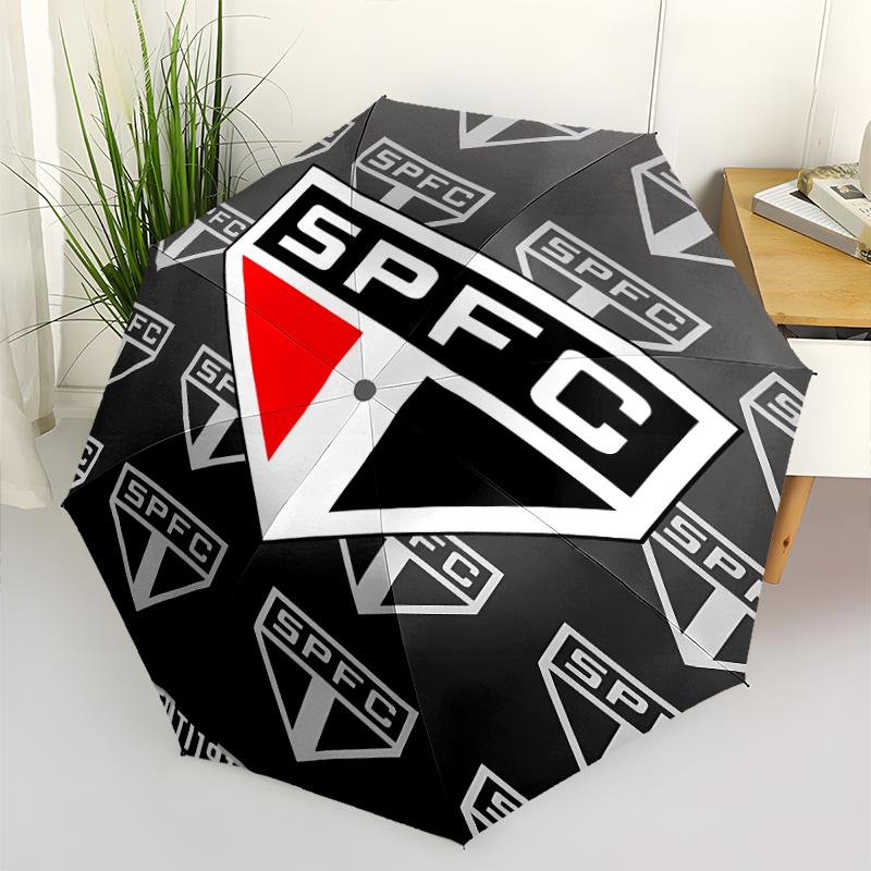 Автоматический зонт с принтом логотипа São Paulo FC, 8 спиц, железный каркас, пластиковая ручка, подходит для путешествий на открытом воздухе и на каждый день, идеальный подарок