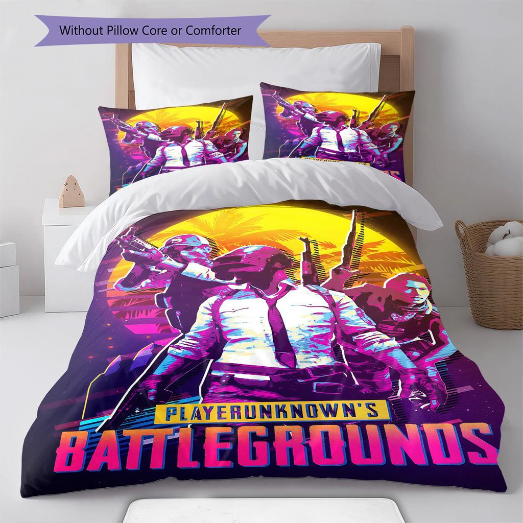 Highly rated game Pattern Bedding Quilt Set Quilt Cover Pillowcase Home Decoration Birthday Gift (1 * duvet cover + 2 * pillowcase, without core)