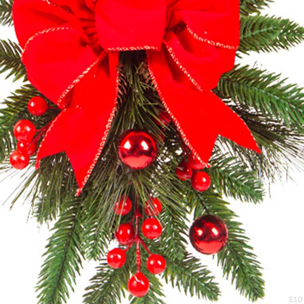 Artificial Christmas Wreath Staircase Decoration with Balls for Home Fireplace Window Door Table