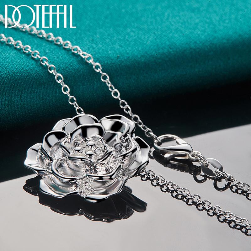 Ожерелье с тонкой цепочкой из стерлингового серебра 925 пробы в виде змеи длиной 16-30 дюймов с цветком