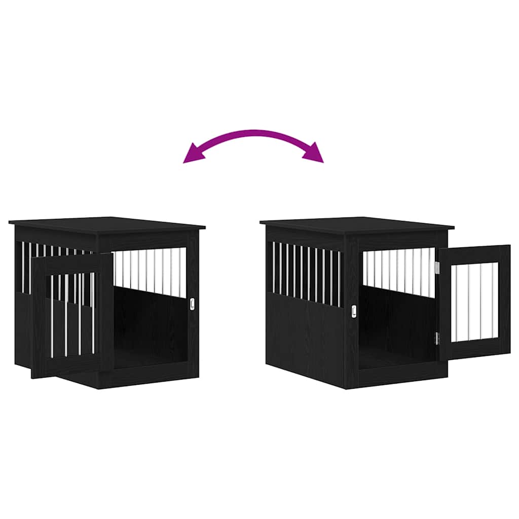 Dog Crate Furniture Black Oak 55 x 75 x 65 cm Engineered Wood