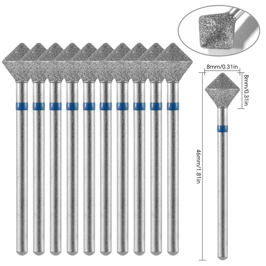 10 шт., алмазные фрезы, набор сверл для ногтей, аксессуары для маникюра, педикюра, электрическая машина, кисточка для ногтей, инструменты для заусенцев