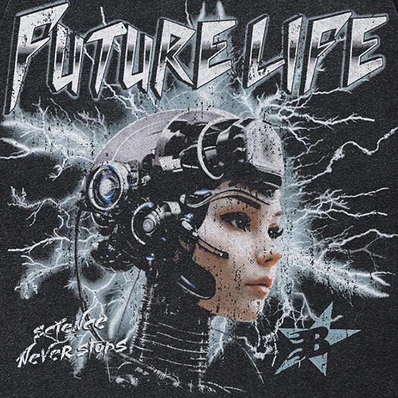 Футболка унисекс с рисунком робота Streetwear 2024