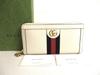 Authentic GG White Leather Web Stripe Ophidia GG Zip Around Wallet #9976 Refurbished