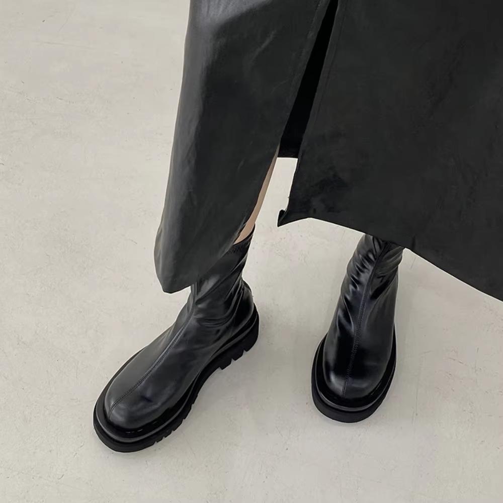 Женские ботинки Весна\Осень Круглый носок Толстая подошва Эластичные ботинки Новая подошва в виде сосновой шишки Дышащие челси Женская обувь на платформе Женщины