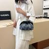 Folded cloud bag women's 2025 autumn new denim sequined clip bag premium chain shoulder messenger bag