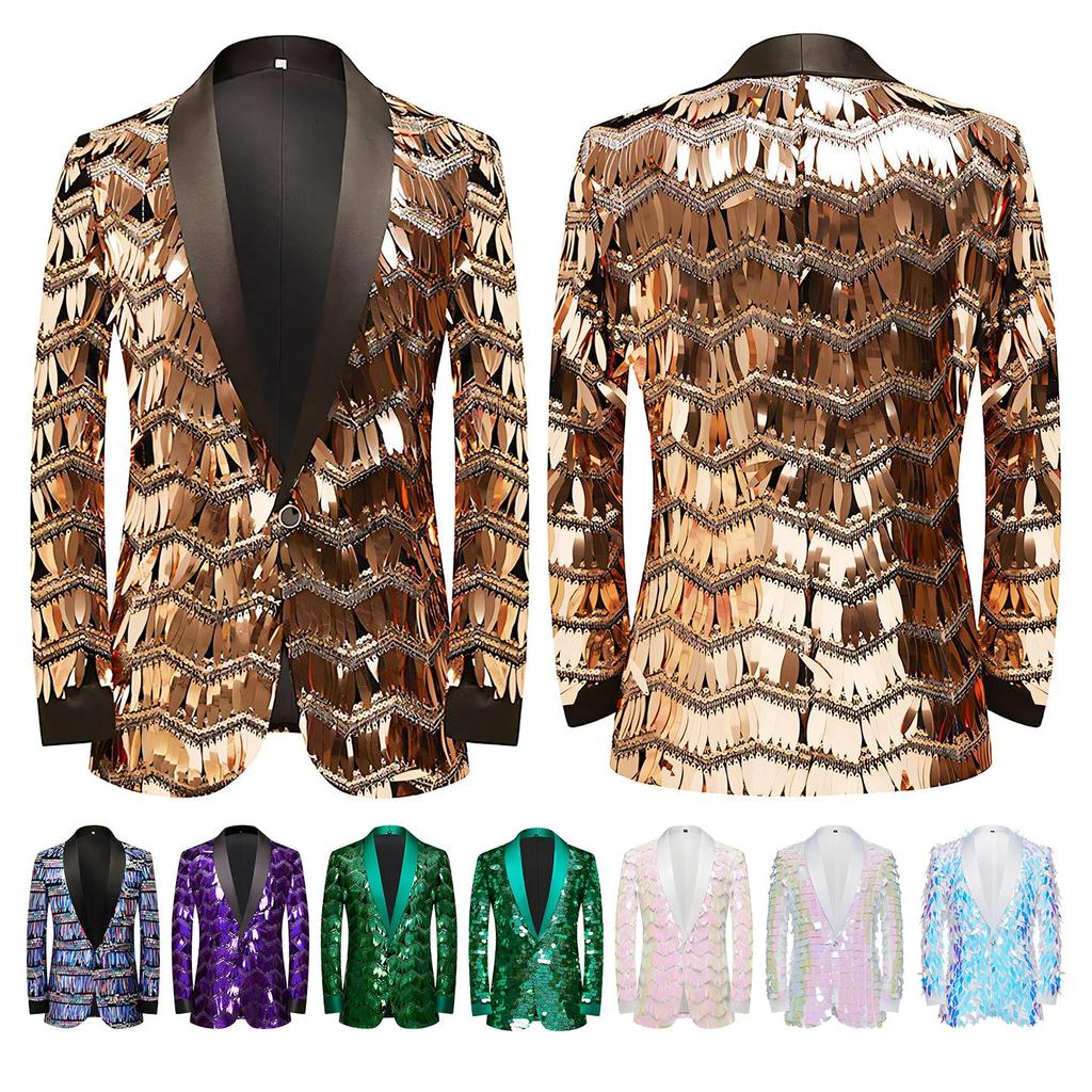 Мужской роскошный пиджак с пайетками и кисточками, сценический костюм для певца