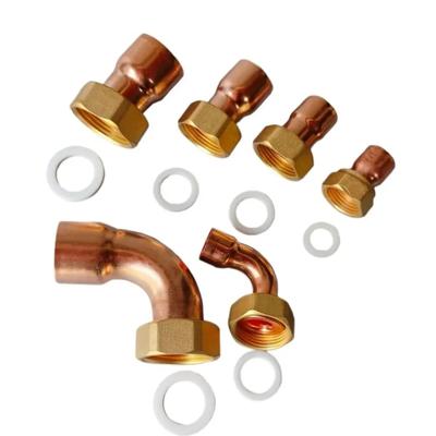 1/2" 3/4" 1" -2" BSP Внутренняя резьба 12.7 15 16 22 28 35 42мм Пайка с торца Муфта-соединитель Медный сантехнический фитинг Кондиционер
