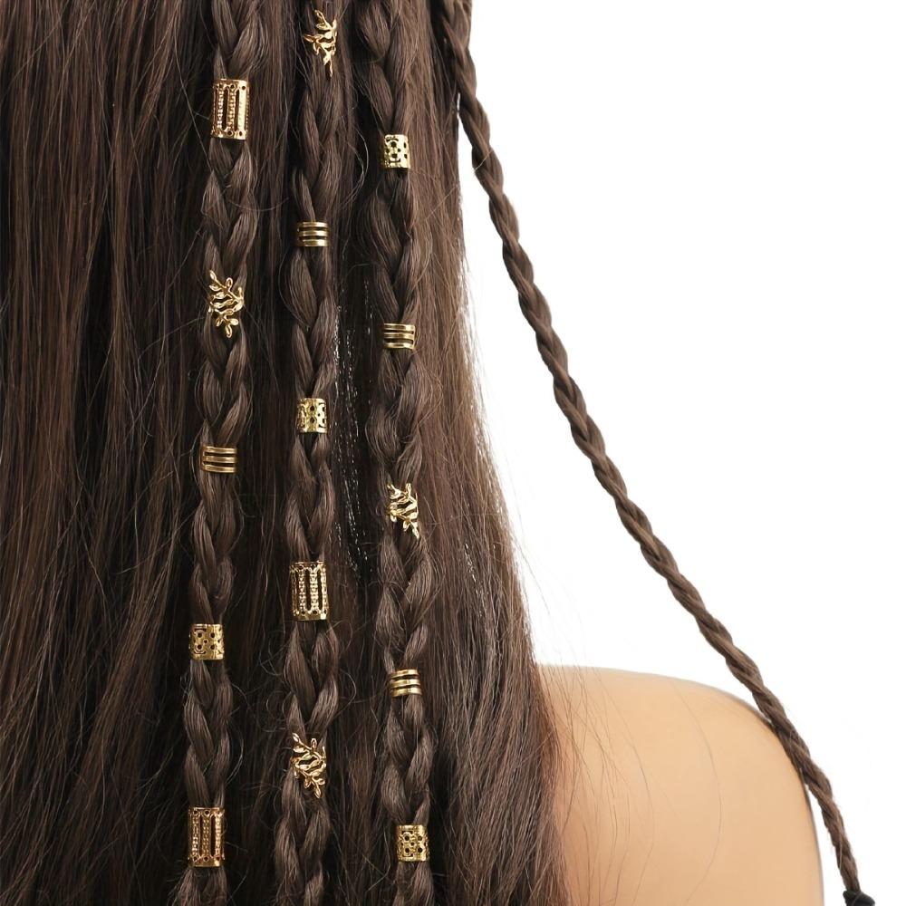 40PCS Hair Braiding Dreadlocks Beads Metal Cuff Clips Hair Braid Tubes Mixed Hair Rings Set Decor