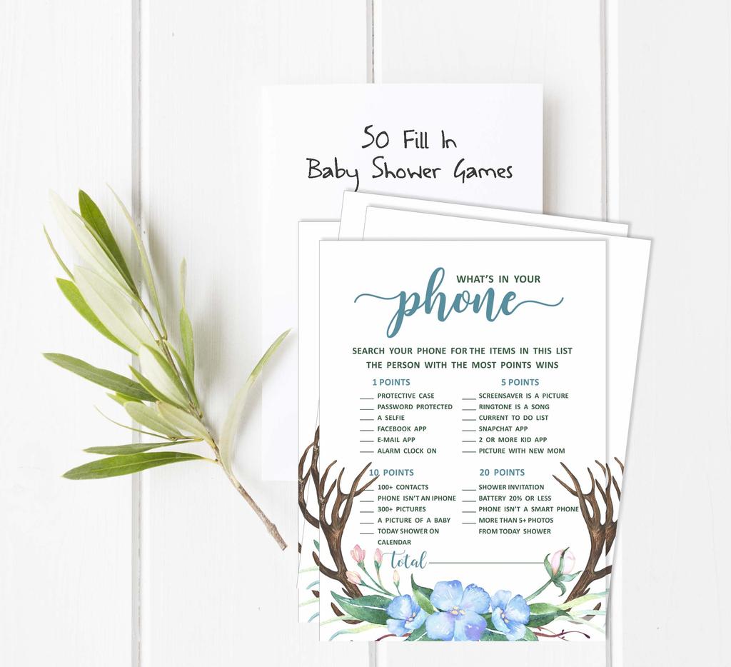 Inkdotpot 50 МалышАлфавитА Игра ABCAРога (мальчик) Baby Shower Game Гендерно-нейтральная вечеринка