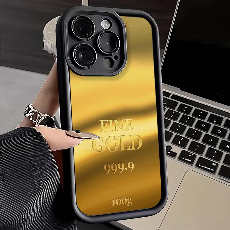 Чехол для телефона iPhone 17 Air 16E 15 16 Pro Max с тонкой золотой узорной печатью 14 Plus 13 12 Mini Мягкий силиконовый чехол Fundas