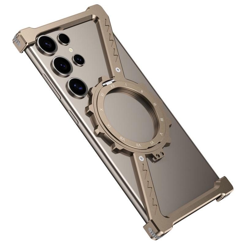 Z Shape Aluminum Alloy Frameless Magnetic Bracket Phone Case For Samsung S25 S24 Ultra S23 Ultra S22 Ultra Shockproof for Magsafe Cover