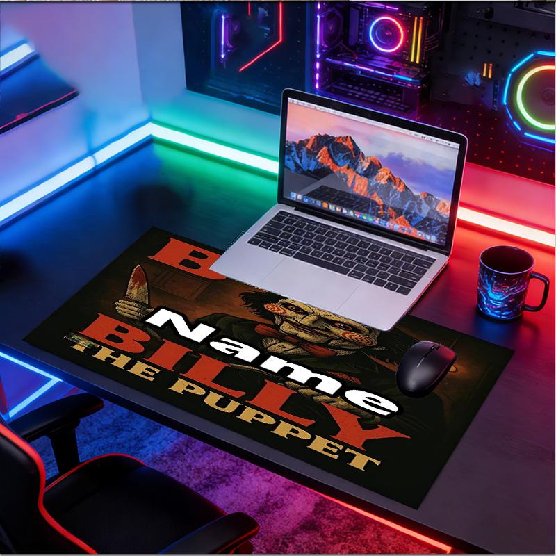Custom Name Personalized Bride of Chucky Pattern Mousepad, Laptop PC Desk Mat, Decorative Desk Mat for Home Keyboard Pad Gift