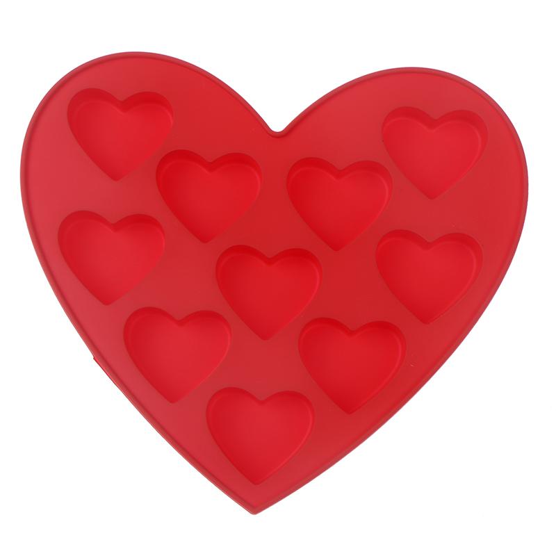 10-гнездная силиконовая форма в форме сердца, сделай сам ко Дню святого Валентина, форма для шоколадных конфет, помадки, желе, пудинга, десерта, выпечки
