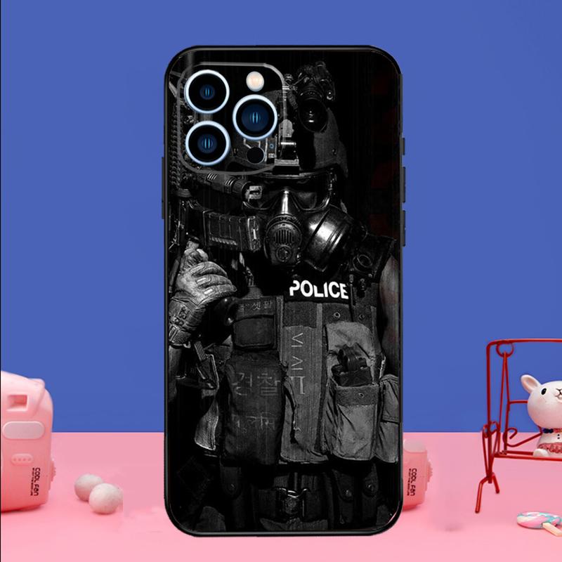 Police Phone Case For iPhone 17 16 15 13 11 12 14 Pro Max mini 15 16 Plus 16e 17 Air Bumper Cover