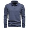 Mens Long Sleeve Polo Shirt Solid Color Casual Washable Cotton Blend Top Fall Daily Wear