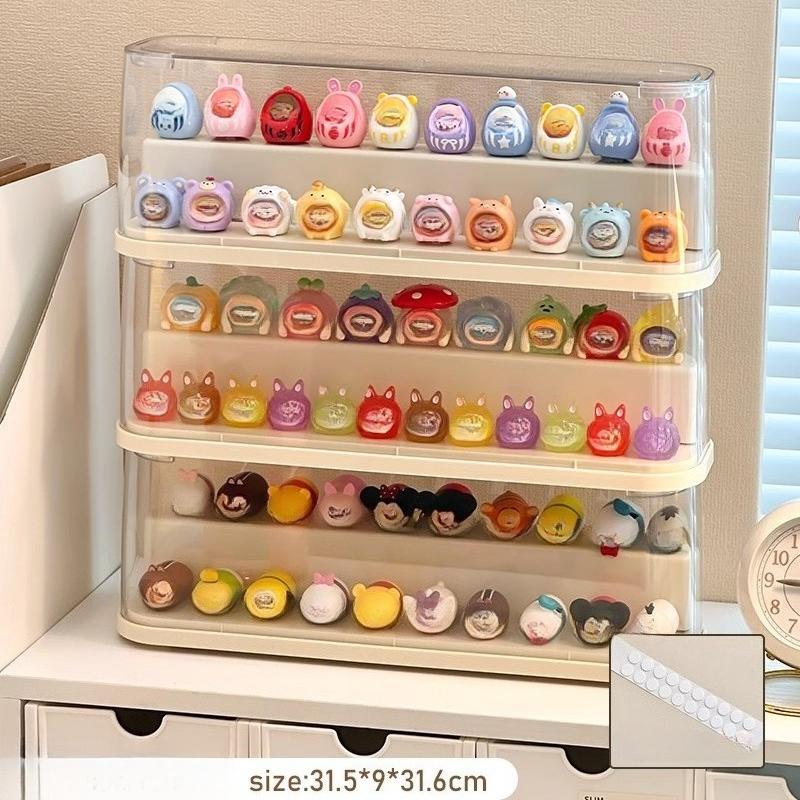 Large Figure Display Storage Box Blind Box Storage Rack Figures Acrylic Clear Ornaments Dust Proof with Lid Boxes Organizer Cute