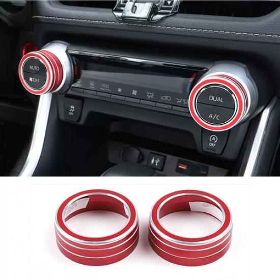 Console Air-Condition Adjust knob Red Trim Cover For - Toyota RAV4