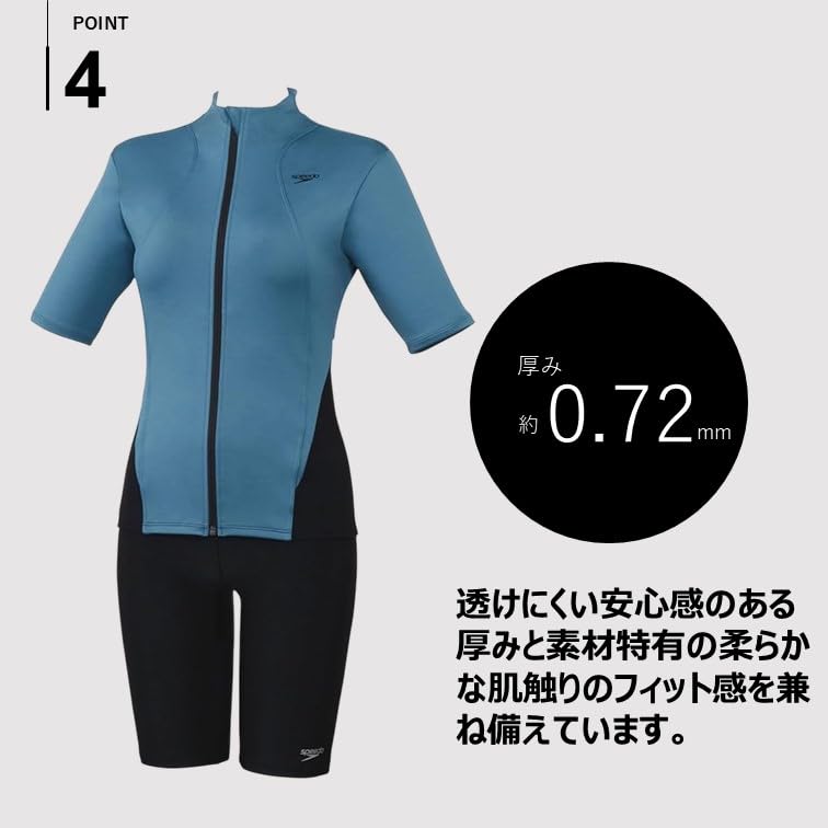Speedo Женский купальник с коротким рукавом Wavy Sepa Fitness Sunrise Размер M, Синий,
