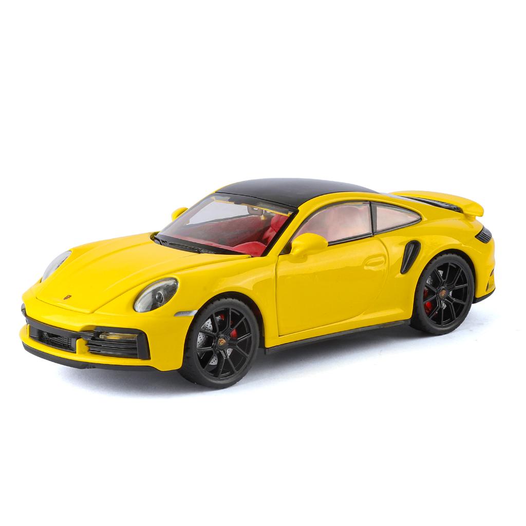 pdbn6 1/24 Porsche 911 Turbo S Diecast Alloy Metal Toy Car Miniature Model Pull Back Sound & Light Doors Openable Collection Gift Boy