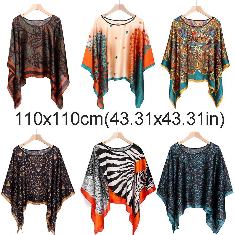 110x110cm Pullover Scarf Women Large Handkerchief Fashion Silk Scarf