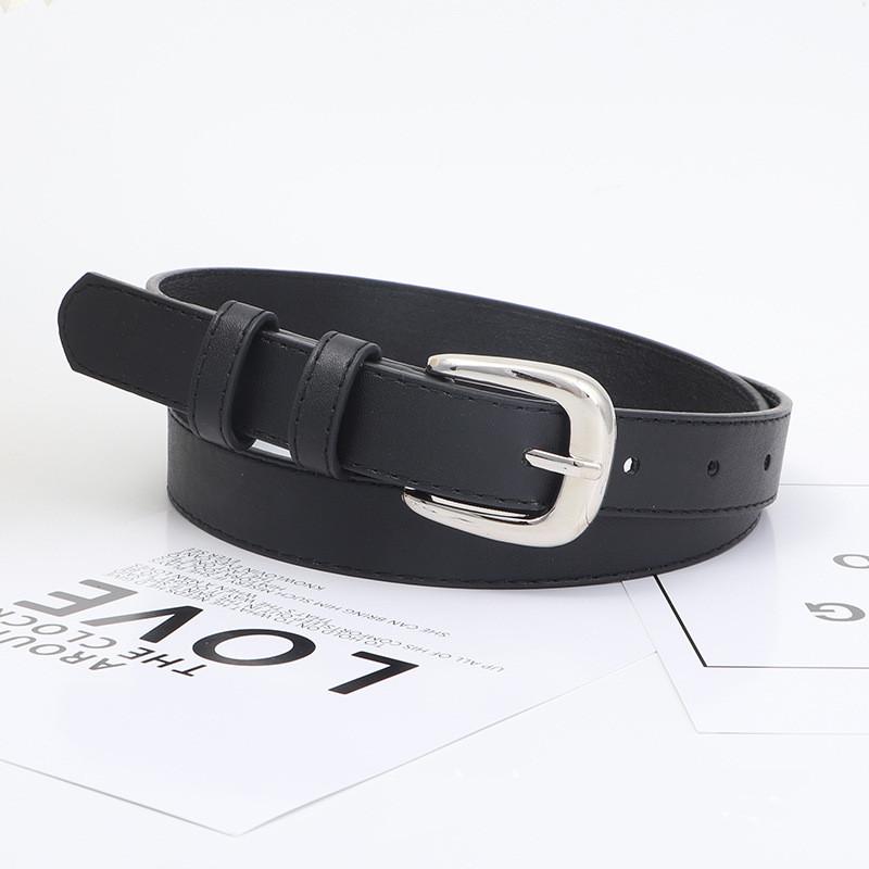 Womens Needle Silver Buckle Slim Belt Premium Minimalist Versatile Accessory