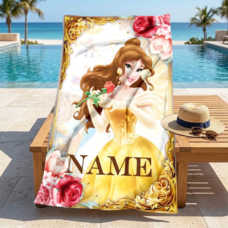Custom Name Princess Dreams Stylish Digital Printing Beach Towel Quick‑Drying Absorbent Blanket for Beach Pool Gym Travel