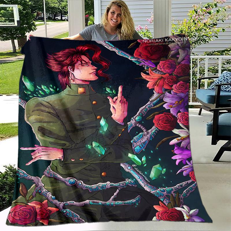 1pc Blanket JoJo's Bizarre Adventure Print Design, Lightweight Blanket for Sofa, Bed- Soft &Warm, Gift for All Seasons like Christmas, Halloween