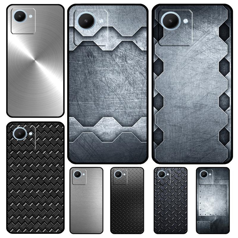 Металлический чехол с узором из стали и железа для Realme C53 C55 C35 C33 C31 C30 C25s C21Y C15 C11 GT Neo 5 3T 2T 9 10 11 Pro Plus