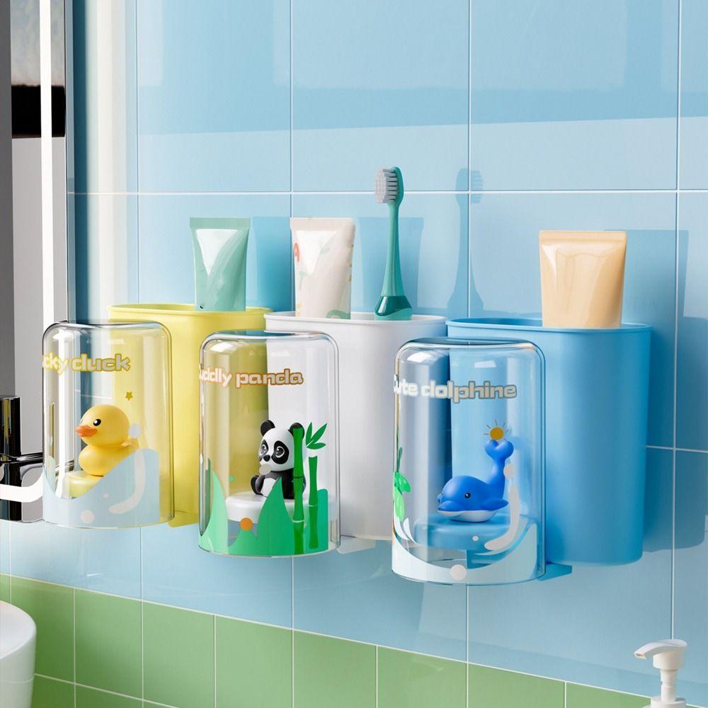 Пластиковый настенный держатель для зубных щеток, без перфорации, стойка для хранения стаканов для полоскания, ванная комната