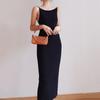 Черное сексуальное платье на тонких бретельках, женские вечерние платья для женщин, летнее облегающее облегающее вязаное платье C-104