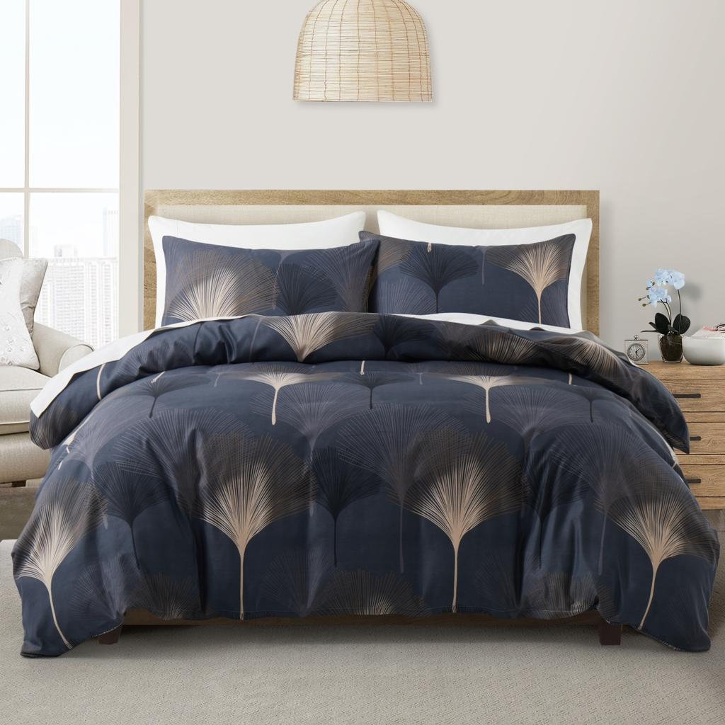 Sage Green Leaves Duvet Cover Full King, Farmhouse Botanical Bedding Set for Girls Teen Garden Plant Leaf Reversible Quilt Cover