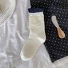 Vintage Button-Down Socks Simple Navy Blue Jewelry Socks Polka Dot Bow Korean Puppy Mid-Tube Cotton Socks