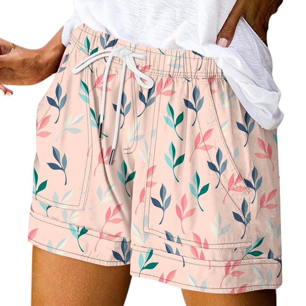 Women's Casual Summer Elastic Beach Shorts Print Casual Shorts