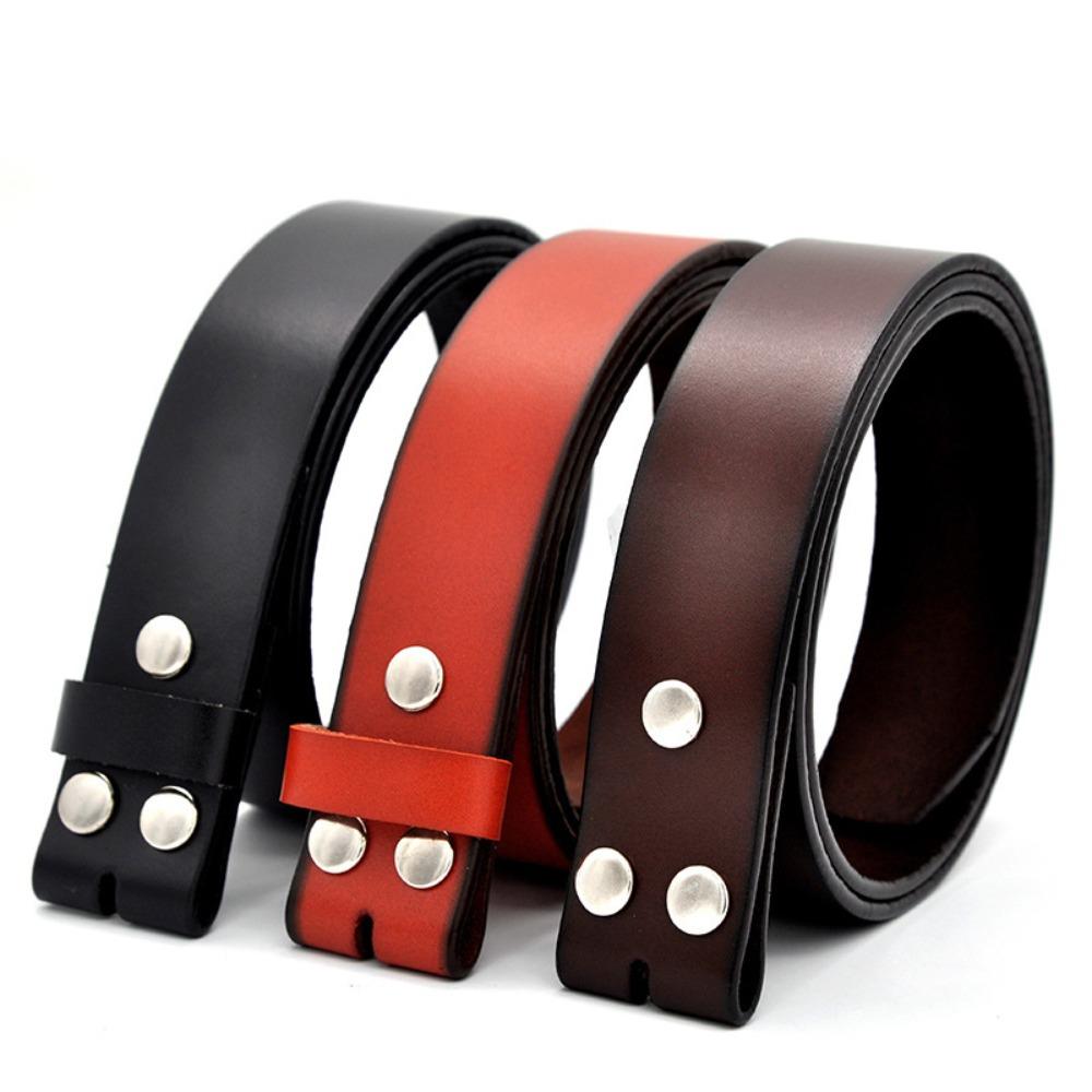 Designer Replacement No Buckle Girdle Stud Snap Clip Waistband Genuine Leather Belt 3.8cm with Hole