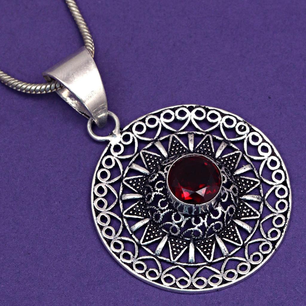 Подвеска гранат стерлинговое ювелирное изделие драгоценный камень позолоченный натуральный красный