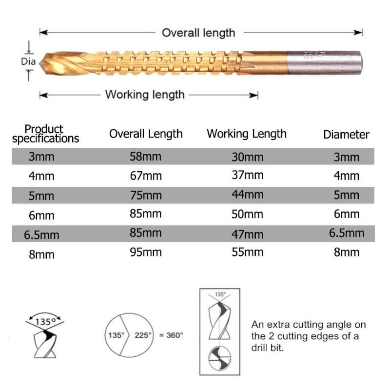 Набор из 6 кобальтовых спиральных сверл для резки, сверления и полировки