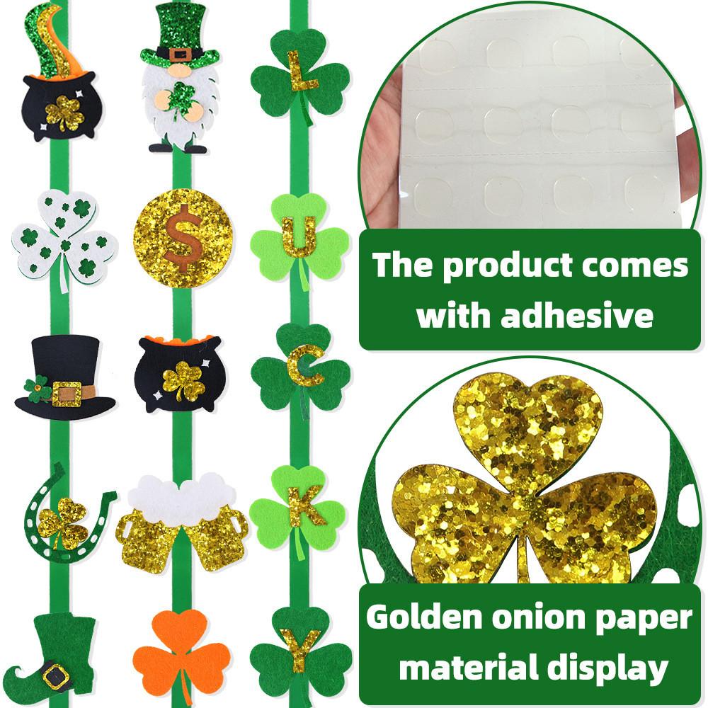 Whimsical Shamrock Irish Banner With Gold Coin Hat For Vibrant Decor Celebration