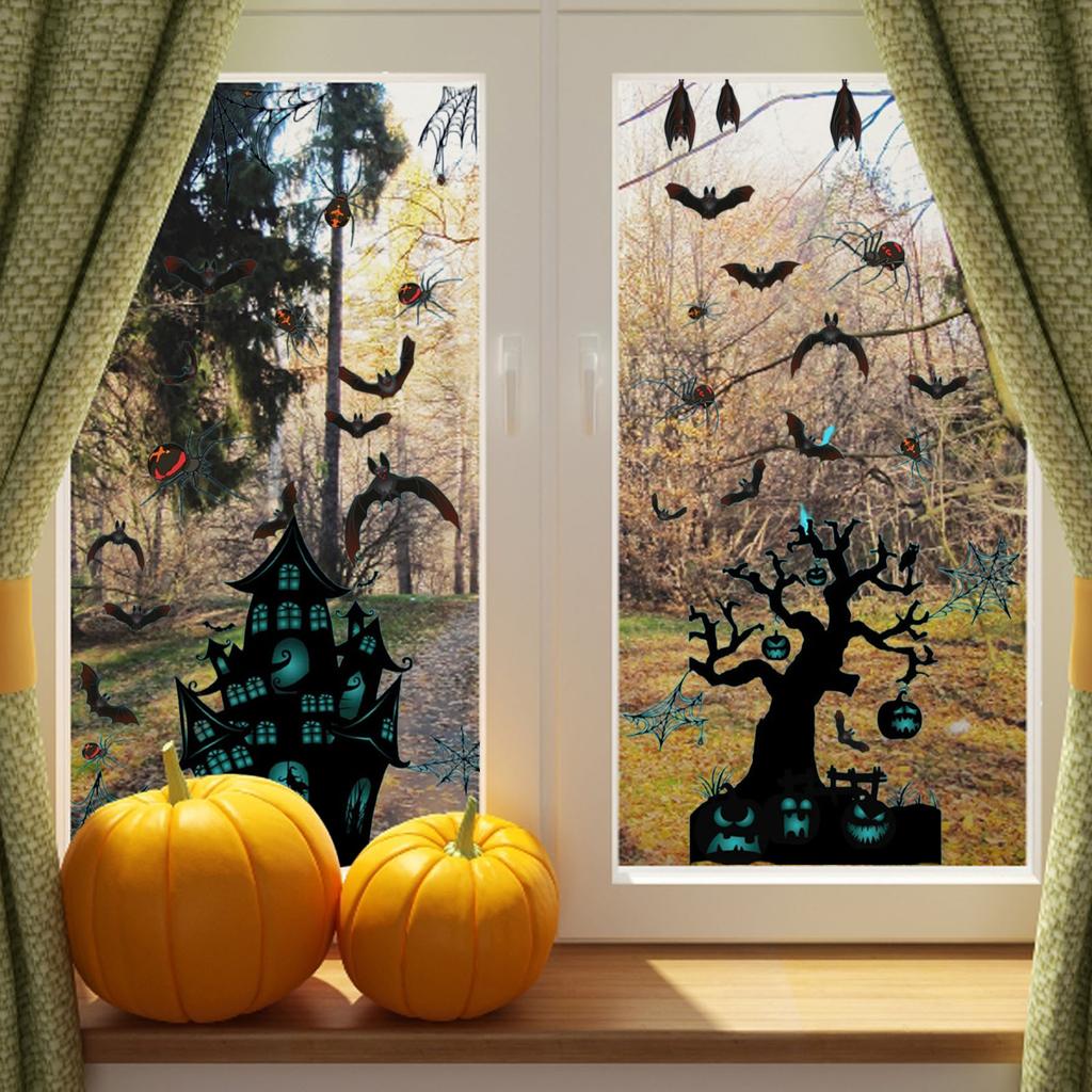 Halloween Decorative Window Stickers Bats Holiday Party Living Room Wall Decoration Stickers Pvc Self Adhesive