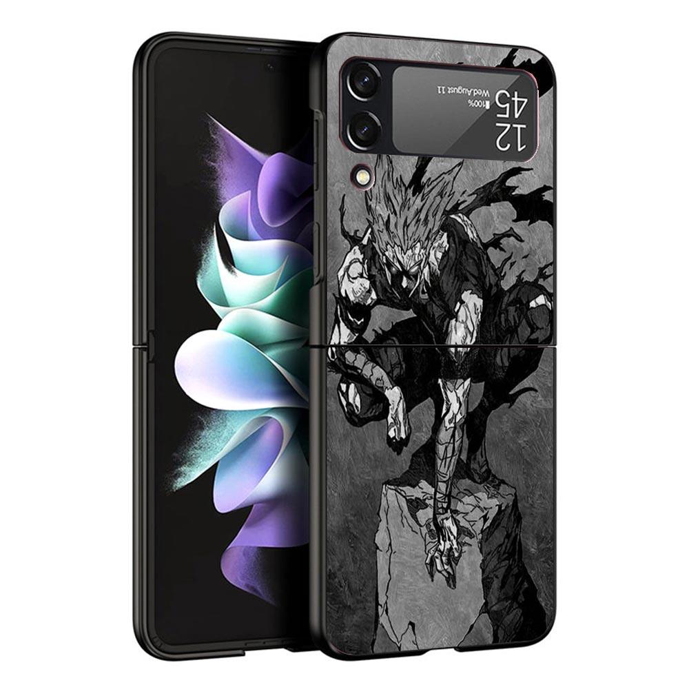 Чехол для телефона P-Punch-Man Garou Черный для Samsung ZFlip7 ZFlip6 ZFlip5 ZFlip4 ZFlip3 5G Жесткий Защитный Galaxy Z Flip 3 4 5 6 7