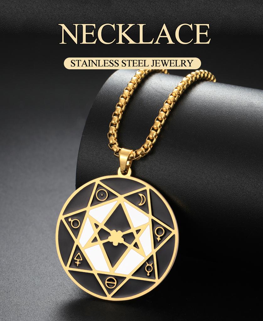Dawapara Универсальный Гексаграмм Телема Ожерелье Печать Звезда Вавилона Защита Талисман Кулон Ювелирные изделия из нержавеющей стали