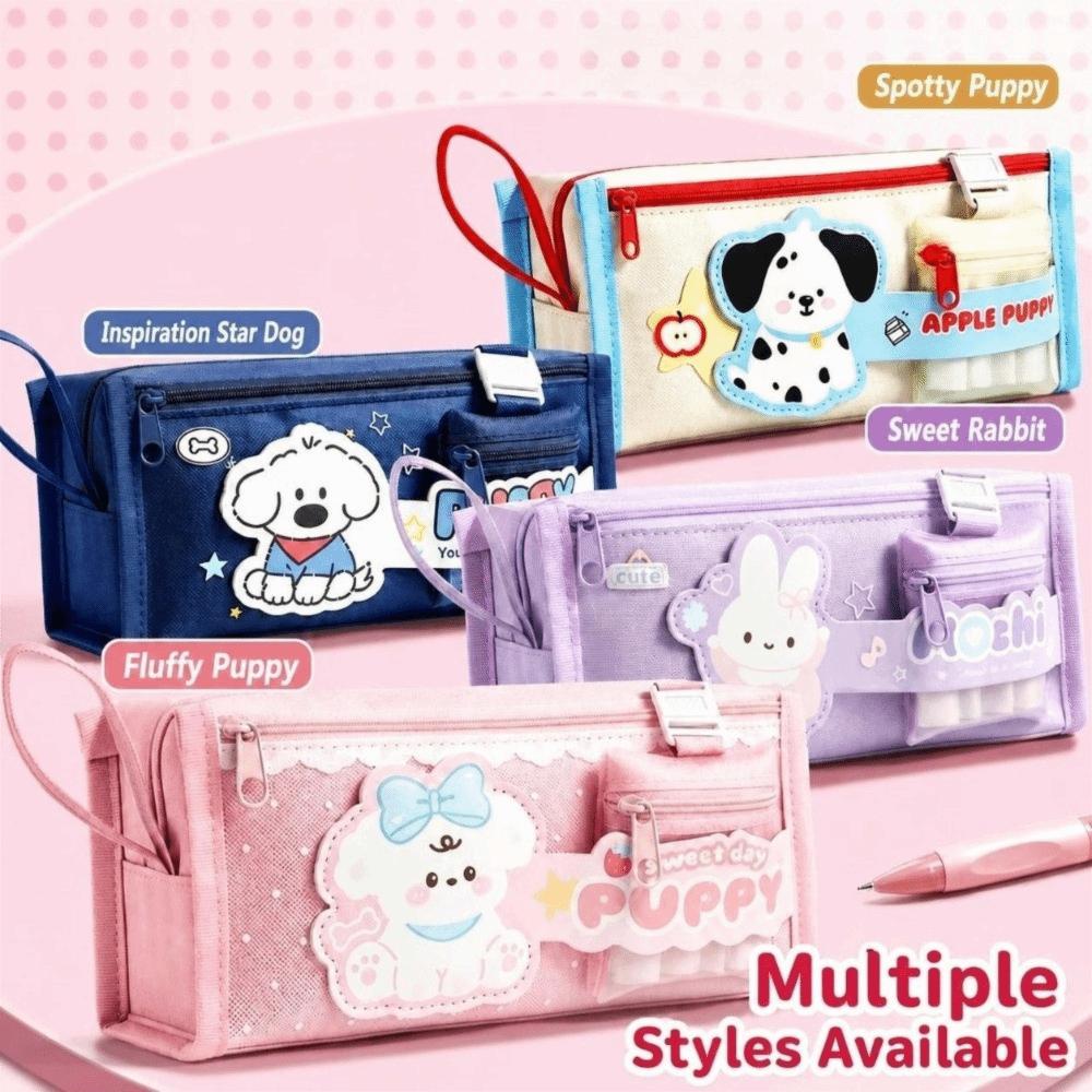 Puppy Rabbit Pencil Case Large Capacity Pen Bag Cartoon Stationery Pouch School Supplies