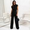 Women Piece Leg Outfits Summer Sleeveless Two Pants Set Casual Business