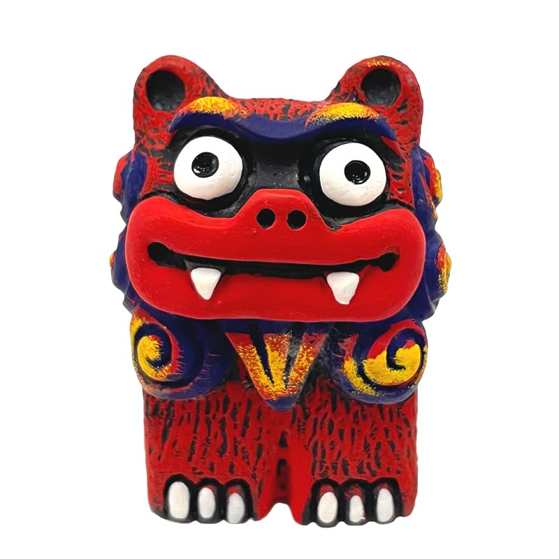 Фигурки Шиса Кубакасая, Сувенир с Окинавы, Пара фигурок Шиса Кариюши, Красные, На удачу, Фэн-шуй, Защита от зла, Рюкю