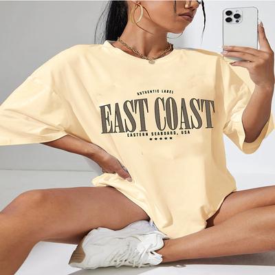 Цветная свободная футболка восточного побережья, забавная летняя стильная свободная футболка, женская модная повседневная хлопковая эстетичная футболка