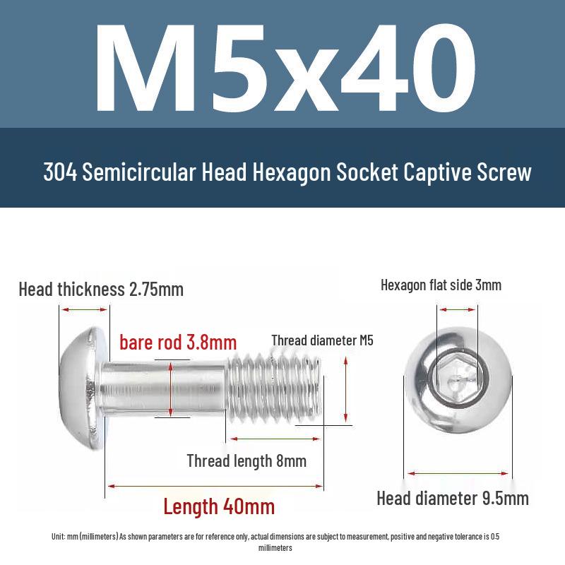 Yigu 304 Stainless Steel Anti-Loosening Hex Socket Captive Screws - M2/M3