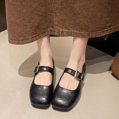 Ретро туфли Мэри Джейн из мягкой кожи для женской коллекции весна 2025, новые туфли на плоской подошве с ремешком через подъем, с неглубоким вырезом, сочетающиеся с юбками и маленькой кожаной обувью