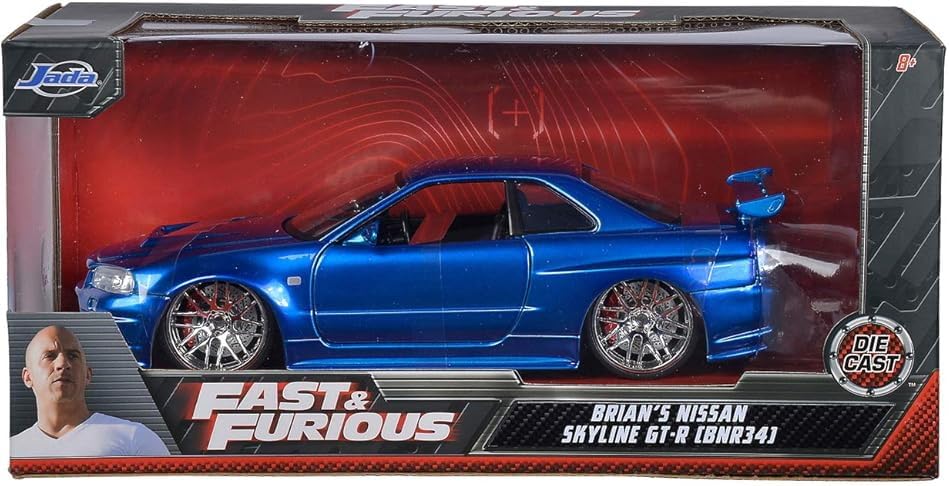 Kyosho Jada Toys Серия Форсаж Nissan Skyline Синий Готовая Модель JADA97173 и 1/24 F&F GT-R (Р34) (Брайан)