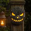 Wall Mountable Pumpkin Decor Face Figurine, Mounted Tree Statue, Easy Install Spooky Resin Hugger for Outdoor Yard, Festive Halloween Mask